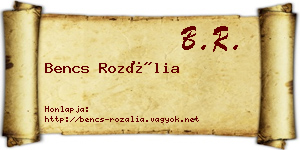Bencs Rozália névjegykártya